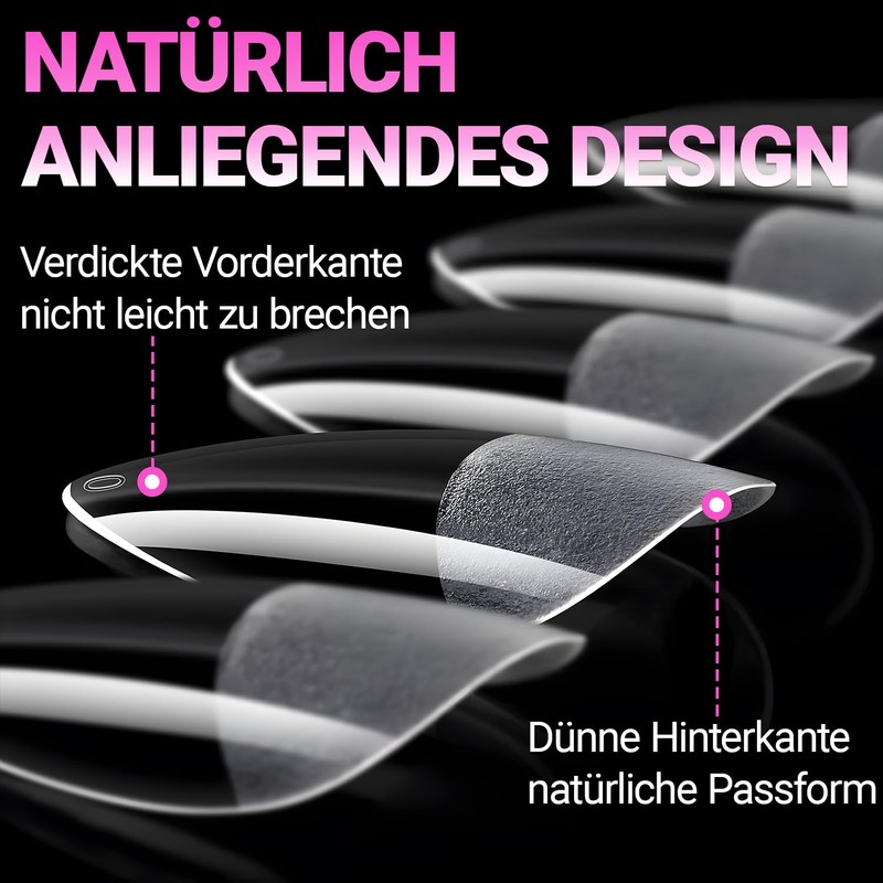 Heercun Nail Tips Short Almond Full Cover Soft Gel Tips