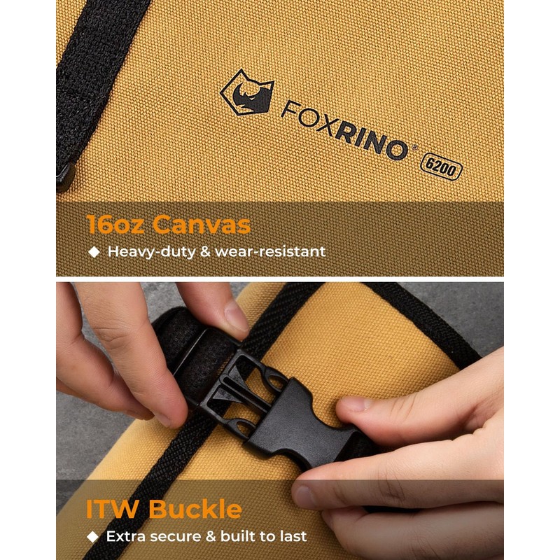 Foxrino Tool Roll, Heavy Duty Tool Roll Bag Organizer, Roll