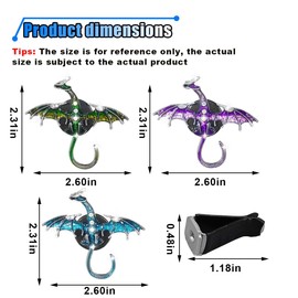 3PCS Bling Dragon Wyvern Car Dashboard Air Vent Trim Clips, Crystal Rhinestone Enamel Dragon Car Diffuser Air Fresheners Outlet Clip, Car Interior Decoration Charm Accessories for Women (3 Colors)