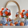Wavyknot 6 Pcs Artificial Chrysanthemum Flower Blue and Orange Faux