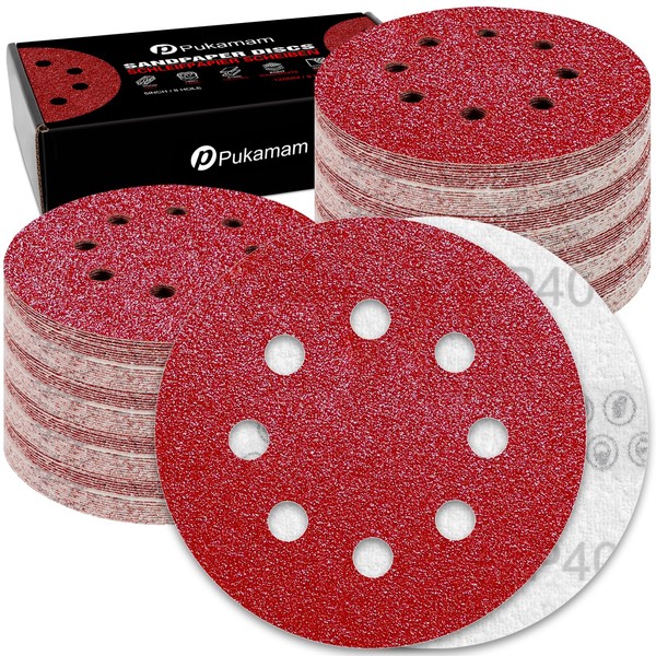 Pukamam 120 Pcs 5 inch Sanding Discs 40 Grit 8