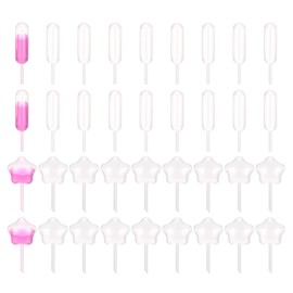 PATIKIL Cupcakes Pipettes, 100 Pcs 4ml Disposable Plastic Dessert Pipettes Strawberry Pipettes Squeeze Transfer Pipettes Droppers for Cupcakes Mini Cakes Desserts, Clear, Dropper/Star