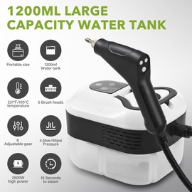 iToolMax 6 Level Adjustable Pressurized Handheld Steam Cleaner for Home, 15s Heat-Up Handheld Steamer for Cleaning, 1.2L Water Tank Portable Steam Cleaner Handheld for Car, Grout, Tile, Couch, Floor