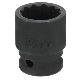 sourcing map 12-Point Impact Socket 1/2 Inch Drive 22mm Metric Cr-V Shallow Impact Socket Nut Driver Wrench for Auto Repair