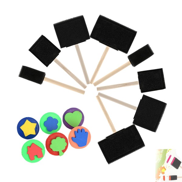 Pack of 14 Children's Sponge Brushes, Foam Brushes, Paint Applicator,