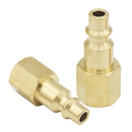 Qolekog Air Hose Fittings 1/4 inch NPT Female Thread Air Plug, Air Compressor Quick Connect Fittings Durable Solid Brass 300Psi (Industrial Type D, 2 Piece)