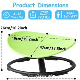 Sit and Spin Spinning Chair for Kids,Kids Swivel Sensory Chair,Sensory Spin Chair Seat Activity Toy for Kids,Training Body Coordination,Metal Base Non-Slip Wobble Chair Sitting Comfortably