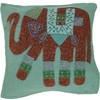 GURU SHOP Indian Cushion Cover, Embroidered Elephant Ethnostyle Cushion, Aqua,