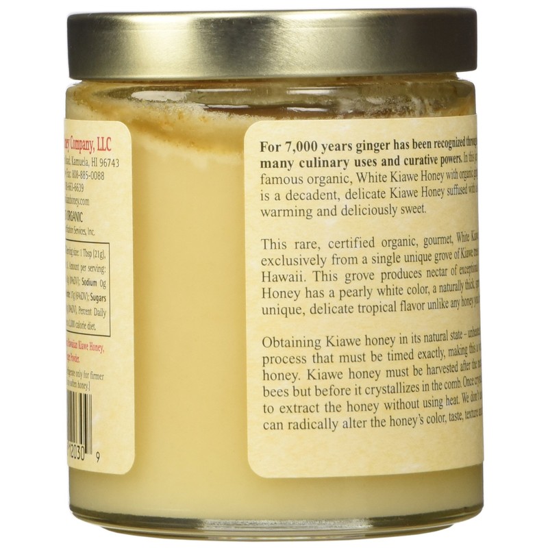 RARE HAWAIIAN Organic White Honey With Ginger, 8 OZ