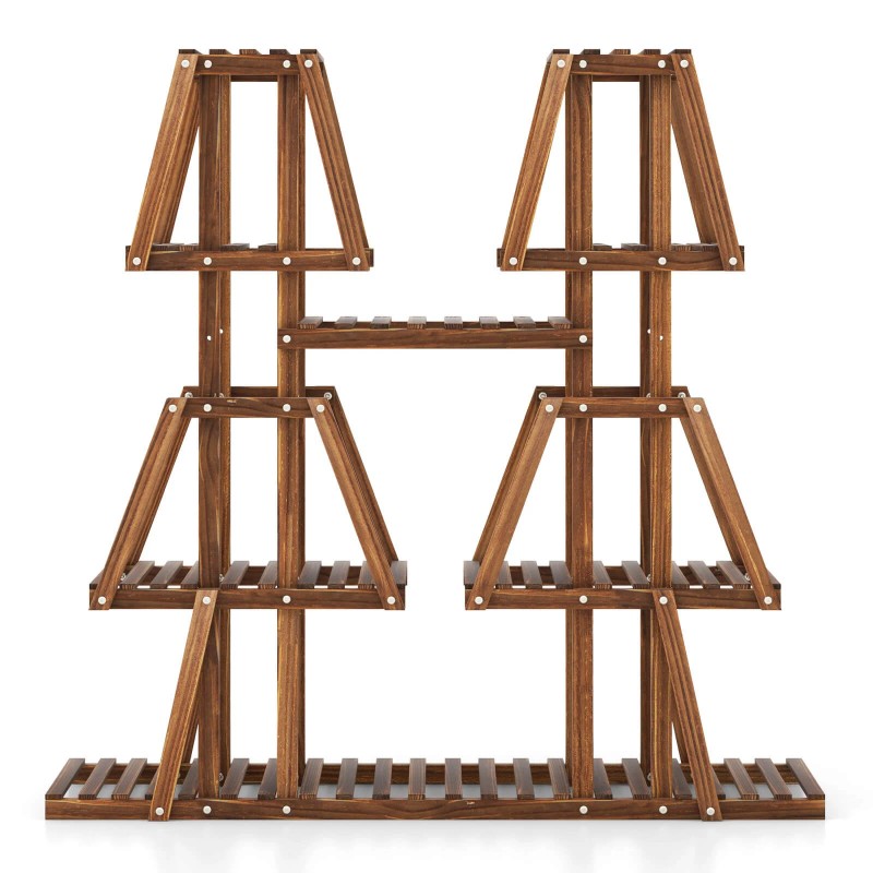Costway 5-Tier Wood Plant Stand 10 Pots Plant Display Rack