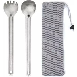 Colorful 티타늄 스포크 롱 핸들 배낭 캠핑 하이킹 야외용 초경량 도구 [Titanium Long Spork and Spoon Purple] Titanium Long Spork and Spoon Purple