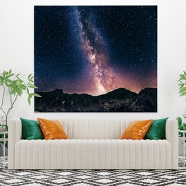 YONGFOTO 180 x 160 cm Star Clear Sky Tapestry, Mysterious Nebula Stars Galaxy Nature Night Landscape Tapestries Universe Mountains Wall Hanging Tapestry for Dorm Bedroom Office Decor