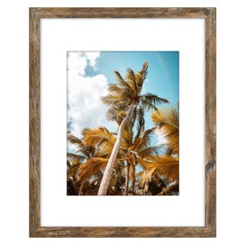 Frametory, 16x20 Picture Frame With Mat for 11x14 Picture - High Definition Glass Wide Molding - Preinstalled Wall Mounting Hardware (Rustic Brown, 1 Pack)