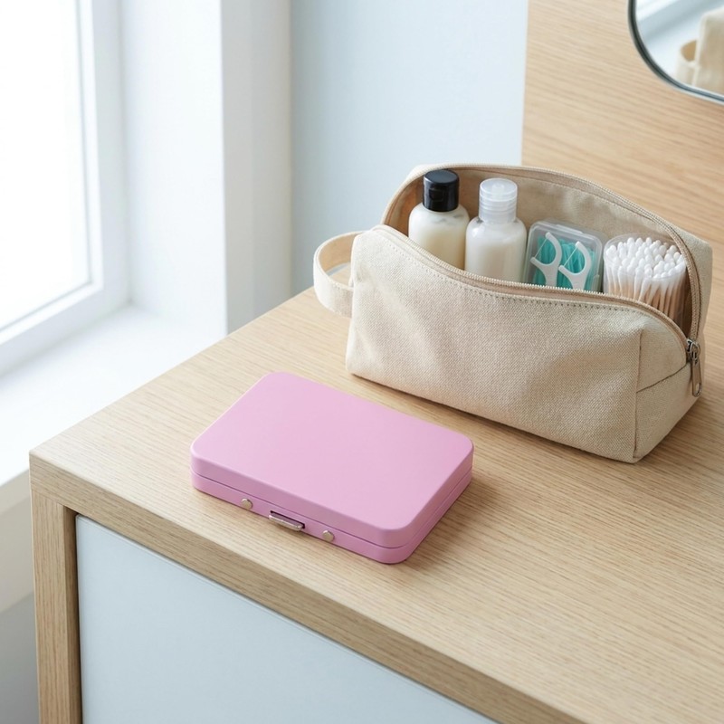2Pack 2-in-1 Dental Floss & Cotton Swab Cases with Mirror