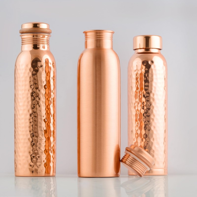 BLIXIFY Copper Water Bottle (34oz/1000ml) Handcrafted Ayurvedic 100% Pure Copper
