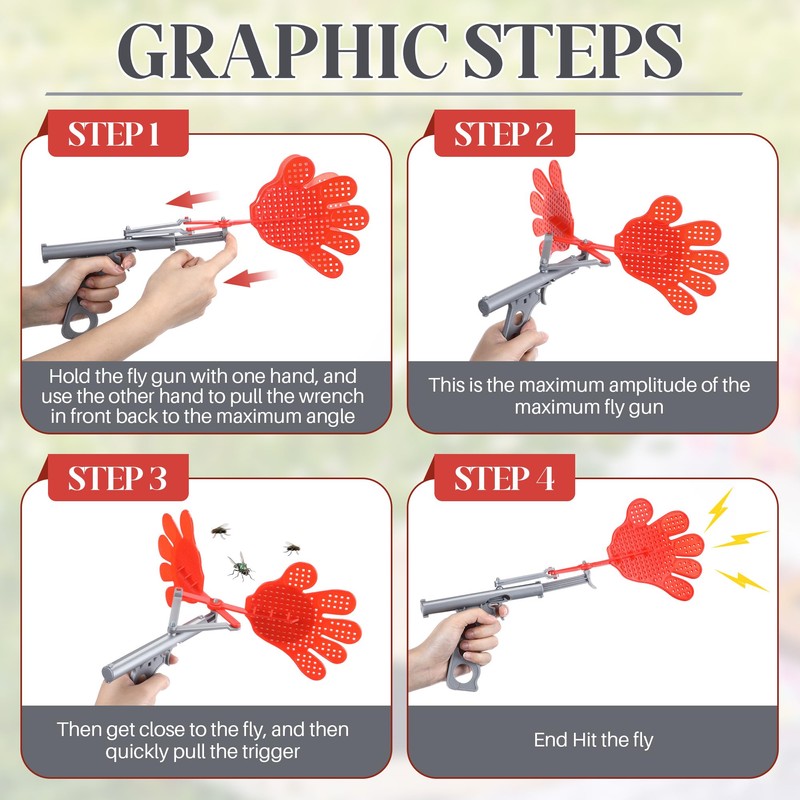 Qualiery 2 Pcs Fun Fly Swatter Gun, Plastic Bug Gun