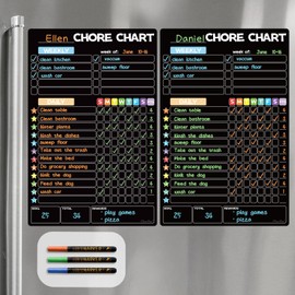 JJPRO Magnetic Dry Erase Chore Chart Blackboard for Fridge,Chore Chart Chalkboard for Refrigerator, Reusable Magnetic Chore Blackboard for Fridge