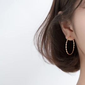 SLUYNZ 925 Sterling Silver Open Hoop Earrings for Women Teenager Girls Twisted Round Hoop Earrings Post Minimalist Big Circle Earrings 1.3 Inches, Sterling Silver