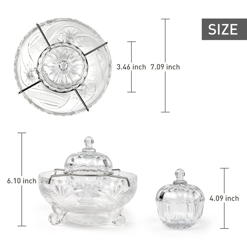 DUEBEL Glass Caviar Dish, 1 Pumpkin-Shape Glass Divided Serving Set