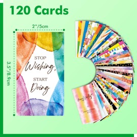 Gethelud 120 PCS Motivational Cards, 60 Designs Inspirational Cards with PET Film, Affirmation Words for Primary Middle High Reading Students, Book Lovers (2” x 3.5”)