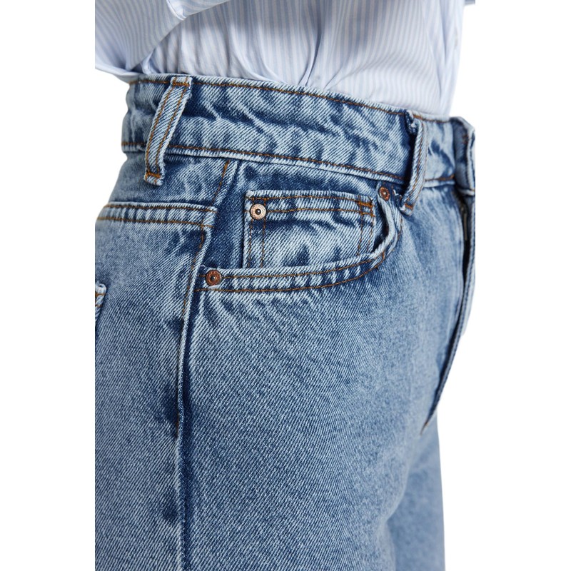 TRENDYOL Women's Straight Mama High Waist Jeans, indigo