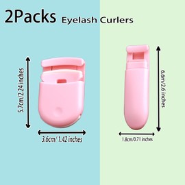 Benixmidart 2Packs Eyelash Curlers, Mini Lash Curler with Bonus Replacement Lash Pad, Eyelash Curler Kit Portable Travel Eyelash Curler for Partial and Entire Eye Makeup (Pink)