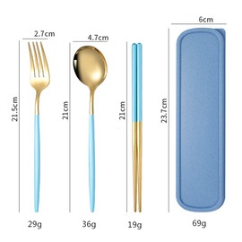 Cutlery Set, Stainless Steel, Chopsticks, Fork, Spoon, 3-piece Set, with Case, Combination Set, Outdoor, Portable Tableware Set, Hygiene, Students, Adults, Tableware Set, For Lunches, Work, School,