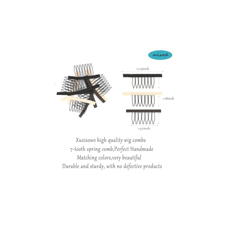 Xuxisowo 30 Pcs Stainless Steel Wig Clips, 7-Teeth Wig Combs