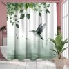 NEJLCTOROUS Shower Curtain, 180 x 180 cm, Green Leaves, Waterproof