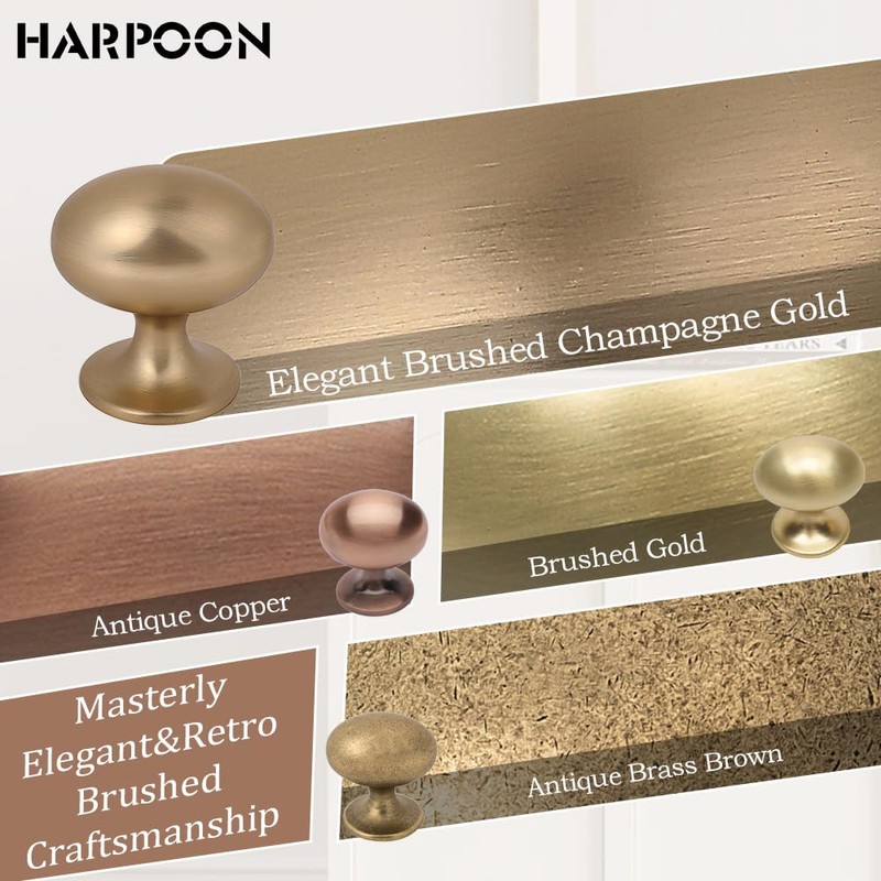 HARPOON Cabinet Hardware Knobs Round Furniture Mushroom Knob - 1.4