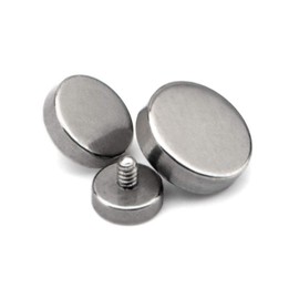 Pierced Owl - Set of 3 Flat Disc Titanium Internally Threaded Dermal Anchor Tops, Metal, no gemstone