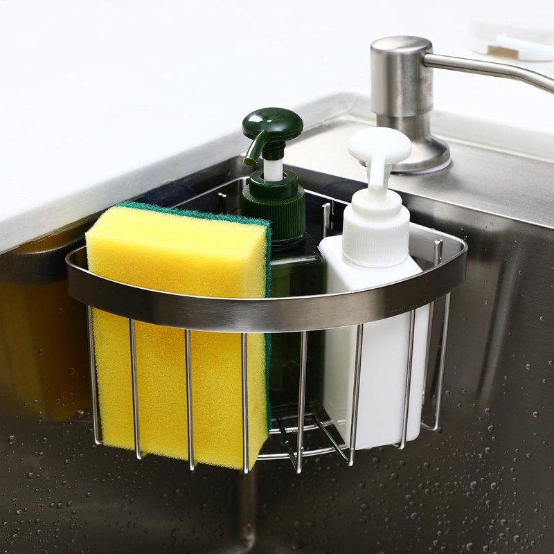 NUOBESTY Sponge Holder for Kitchen Sink, Corner Sink Caddy with