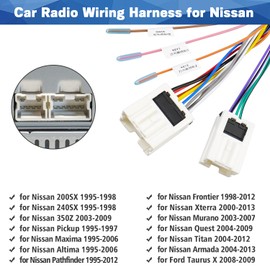 Fiegromech Car Radio Wiring Harness Compatible with Nissan Maxima Altima Pathfinder Frontier Xterra Titan Armada Infiniti Stereo Wire Connector Adapter Plug Cable