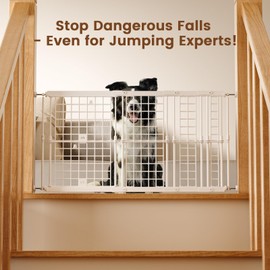 Fldofaves Adjustable Dog Gate - 13-22 Inch Height, 18-43 Inch Width Extension - No Drill Pet Gate for Doorways, Stairs, Puppies - Heavy Duty Metal Safety Gate