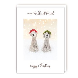 Tracks Publishing Brilliant Friend Christmas Card - Dogs in Woolly Hats - Eco-Friendly
