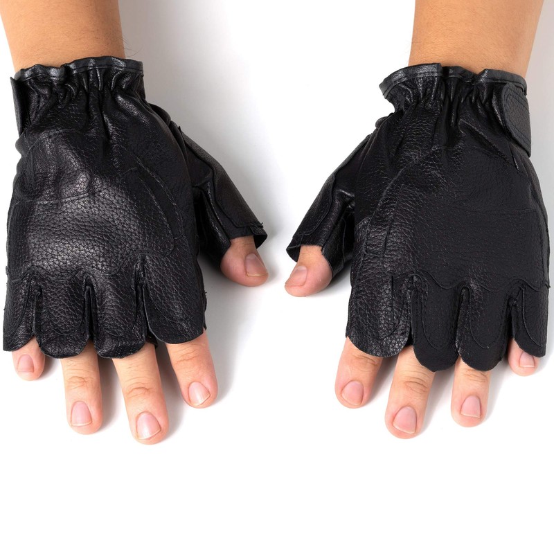 Alpine Swiss Mens Fingerless Gloves Genuine Leather for Workout Training