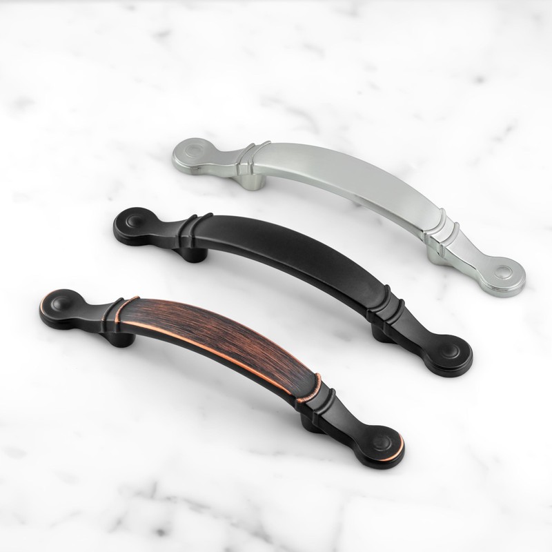 HESTIA HARDWARE 3 Pack | Black Matte Arched Cabinet Handles