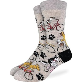 Good Luck Sock Men's Dogs Riding Bicycles Socks, Adult, Shoe Size 7-12