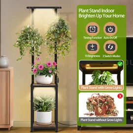 Plant Stand Indoor with Grow Lights, Hanging Plant Stand Plant Shelf Indoor, 65'' Tall Plant Stands Plant Holders for Indoor Plants, Living Room, Bedroom, Balcony