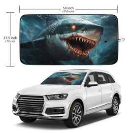 Big Fish Car Windshield Sun Shade Foldable Sunshade Front Window Cover Sun Visor Protector Accessories (59x27.5 inches)
