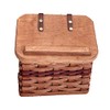 Amish Recipe Box Basket Leather Hinged Lid Solid Oak Construction