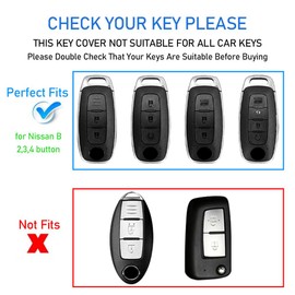 Durable Key Fob Cover with Keychain, Leather Sleeve and Metal Case Protector Compatible with Rogue Pathfinder Altima Armada Maxima Ariya Versa Murano Sentra Smart 3 4 Button Key Shell Accessories