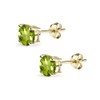 Yellow Gold Flashed Sterling Silver Peridot 6mm Round-Cut Solitaire Stud
