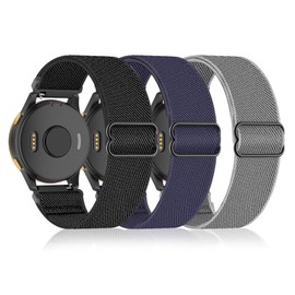 3 Pack Watch Bands 18mm Stretchy Nylon for Garmin Vivoactive 4S/ Venu 2S/ Venu 3S/ Vivoactive 3S, Soft Sport Band Quick Release Wristband Loop Elastic Strap for Men Women