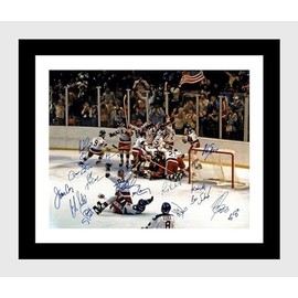 Generic Framed 1980 Olympic Hockey Miracle on Ice Autograph Replica Print (Black, 16x20)