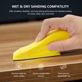 Hymnorq 71Pcs Micro Detail Sanding Kit, Including 70pc 1.2" x 3.5" Red Sandpapers with Hook and Loop and 1pc Sander for Craft Wood and Small Space Polish Sanding Works