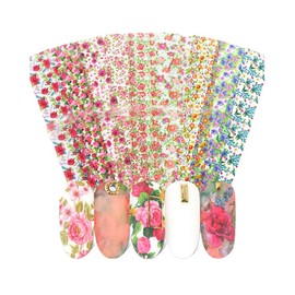Generic Daisy Nail Foil Transfer Sticker Morning Glory Flowers Rose Lace 10Pcs 20X4Cm 46B Nail Wraps Stickers Manicure Supplies for Women Nails Full Long Lasting Easy Apply and Remove