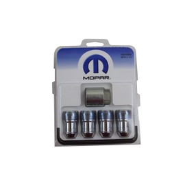 Mopar Dodge Jeep Ram 82212564 Juego de Cuatro Birlos de Seguridad Cromados de Cabeza Hexagonal de 22 mm.
