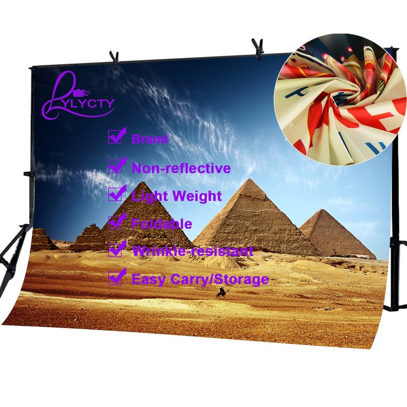 LYLYCTY Egyptian Backdrop 7x5ft Desert Blue Sky Pyramids Photo Background