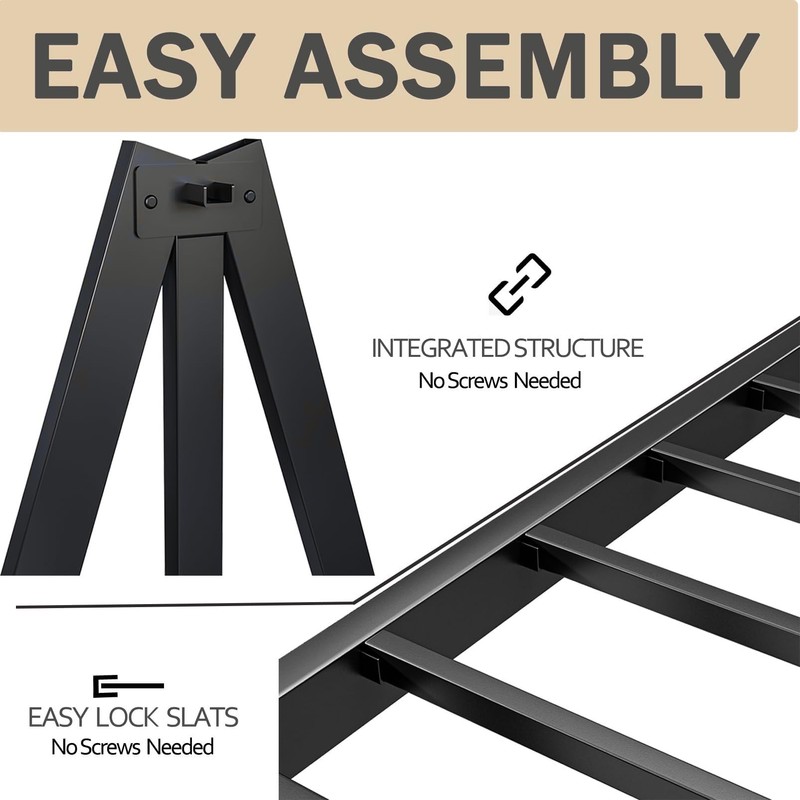 Neslime 12 Inch High Full Size Bed Frame Metal, Platform
